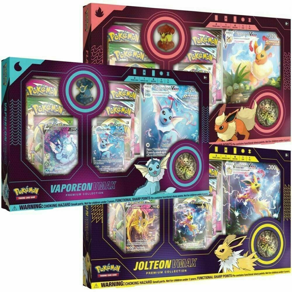Vaporeon, Flareon, Jolteon VMAX Premium Collection SET OF 3