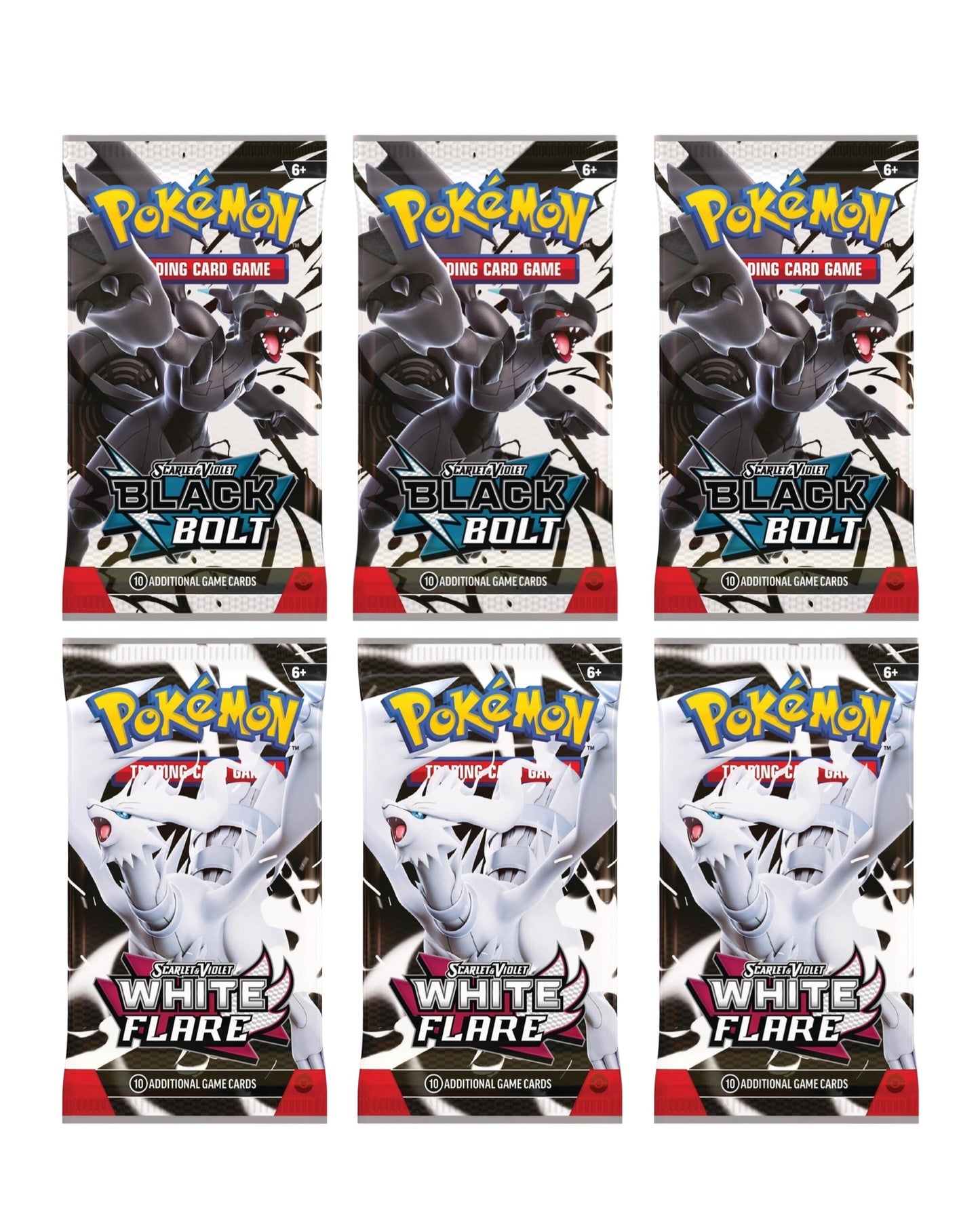 Black Bolt AND White Flare 6 Pack Bundle (3 Black Bolt, 3 White Flare)