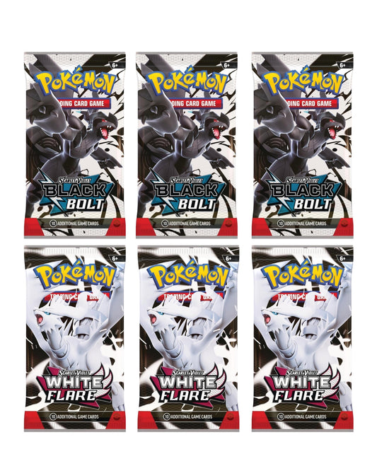 Black Bolt AND White Flare 6 Pack Bundle (3 Black Bolt, 3 White Flare)